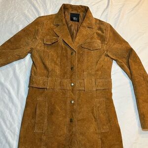 Forever 21size small Women's Tan Suede leather Jacket in good condition